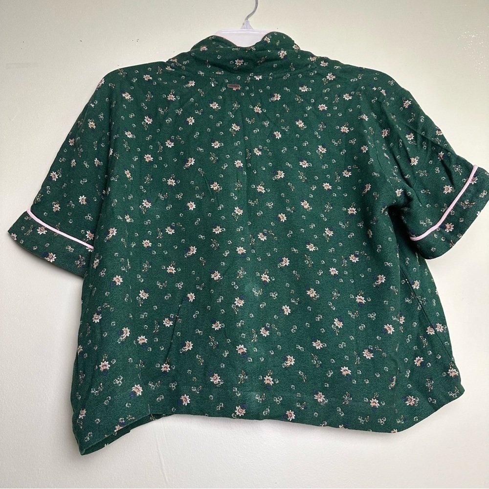 O'Neill Green Pink Floral Button Down Sleep Shirt NWT Women's Size Small - Picture 4 of 9